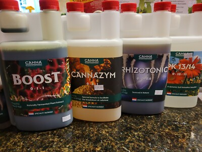 Canna nutrients 1 Liter Bundle Boost, Cannazym, Rhizotonic, PK 13/14 (1 of each)