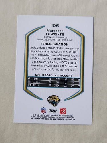 2011 Topps Prime #106 Mercedes Lewis - Bild 2 von 2