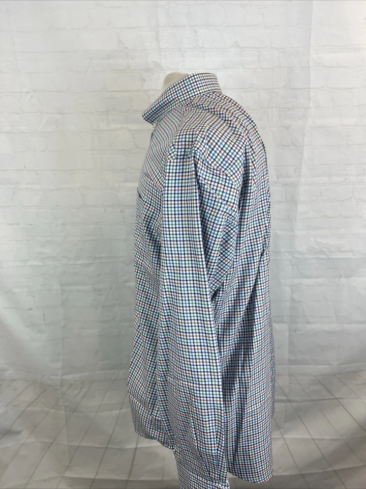 Camisa de vestir de algodón a cuadros multicolor blanca para hombre Vineyard Vines TALLA L $178 Foto 4 de 4