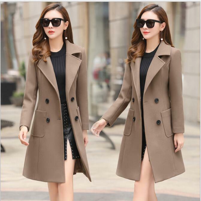 Women's Wool Blend High Neck Coat | Double Breasted Oversized Overcoat, Elegant Winter Jacket-935018