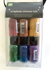 Scrapbook Shimmer Kit Ultra Fine Glitter Kit 6 Colors & Tray Primary Colors