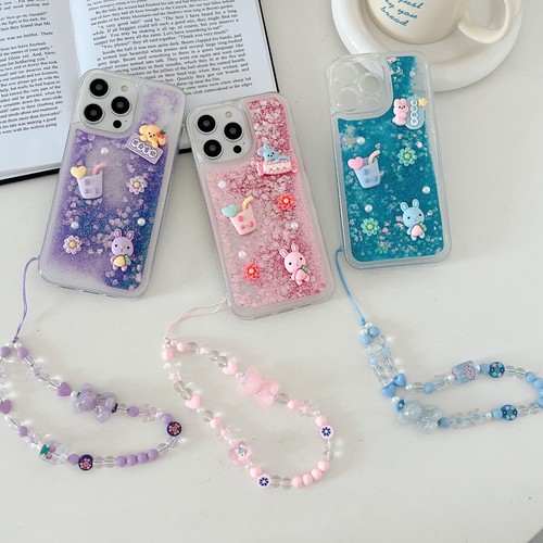 Cartoon 3D Doll Quicksand +Bracelet Liquid Glitter Case Cover For Various Phone - Picture 7 of 10
