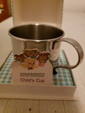 Oneidacraft Vintage Oneida Unisex Child Mug Cup Metallic Silver Stainless Steel