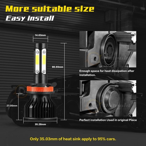 6X 4-Sides 9005 9006 H11 LED Headlight Kit High Low Beam Fog Bulbs 6000K White - Picture 6 of 24