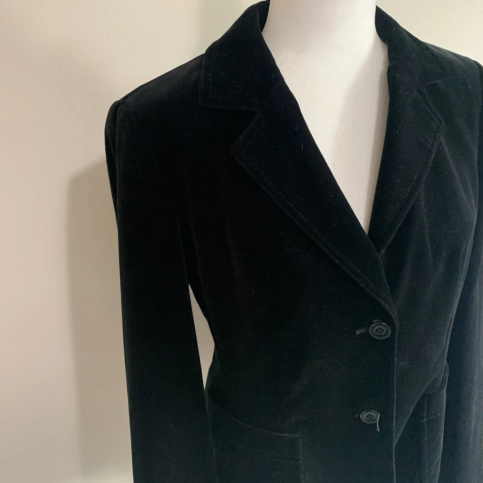 Blazer de terciopelo negro vintage Saks Fifth Avenue para mujer talla 10 Foto 2 de 4