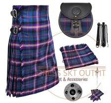 Men's Scottish Traditional Masonic Tartan 8 Yard KILT Sporran Accessories