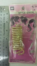 Vintage Hair Clip Gold Tone Metal Barrette Swirl Styler Unique old Item