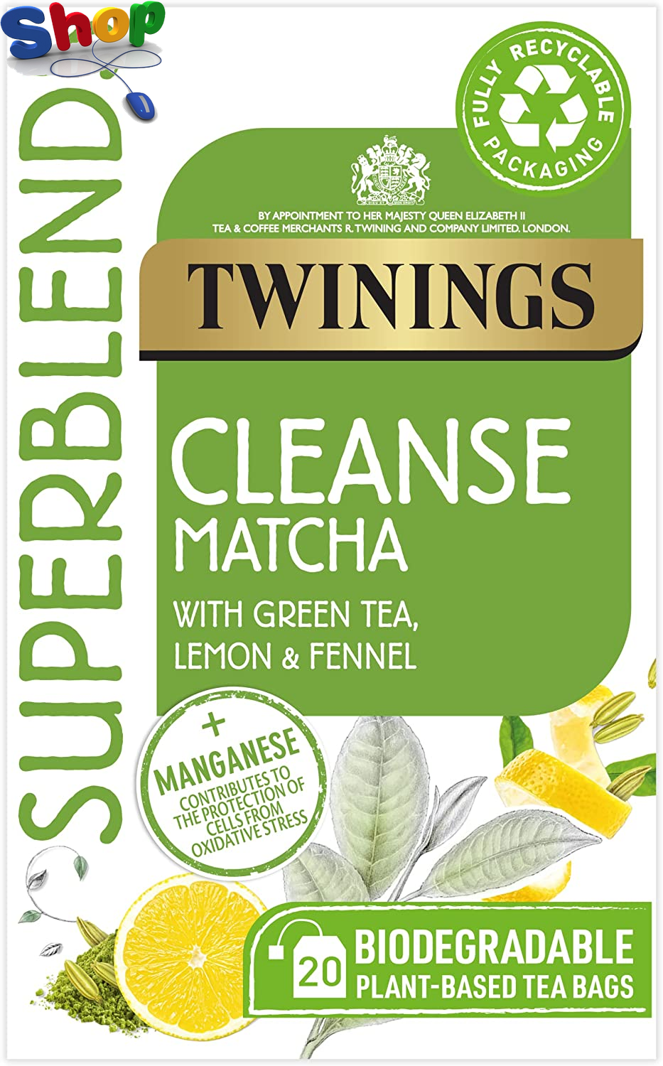 Superblends  Cleanse  Tea -  Green  Tea  Herbal  Infusion  with  Matcha ,  Lemon