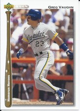 1992 Upper Deck Baseball Homerun Heroes #HR20 Greg Vaughn in NM