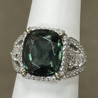 Gorgeous Designer JD Jean Dousset Sterling Silver Simulated Emerald CZ  Ring
