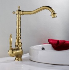 Polished Gold Swivel Single Handle Bathroom Kitchen Sink Faucet Basin Mixer Tap