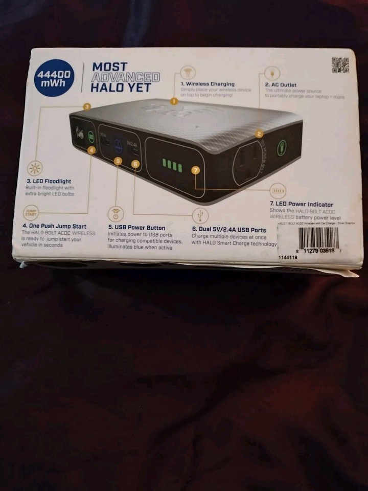 HALO BOLT ACDC Wireless portable jump start charging 44400mWh phone