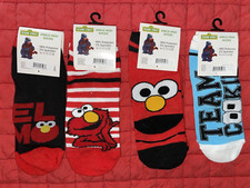 4x Sesame Street Ankle High Socks Womens 9-11 Elmo Team Cookie Monster NEW NWT