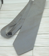Brooks Brothers Makers Silk USA Made Geometric Print Tie Blue & Cream