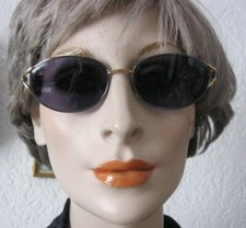 Elegant Ladies Slim Sunglasses ESTON 42037-810 Titanium Grey / Gold Metal