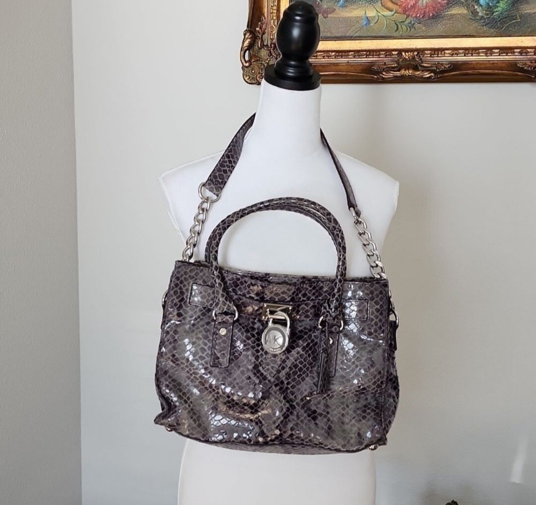 MICHAEL KORS Hamilton Dark Grey Python Snakeskin … - image 15