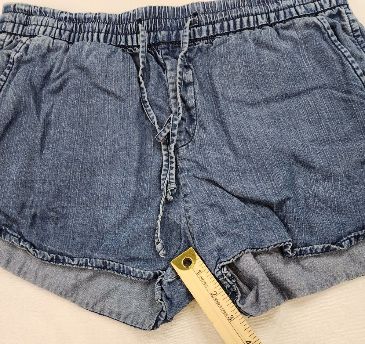 GAP 1969 chambray Blue Pullon Drawstring Shorts S… - image 3