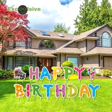 Happy Birthday Yard signs 15, Large size 16  waterproof Slip-proof Metal Stakes