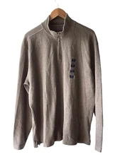 Joseph Abound Men's XL Brown Ribbed Knit Quarter Zip Sweater - New 