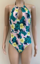 Debenhams Pink Green Floral Swimsuit UK 14