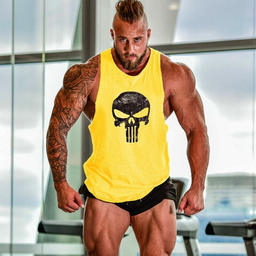 New Men's Punisher Fitness Tank Tops Cotton Sleeveless Workout Stringer Clothing - Picture 5 of 8