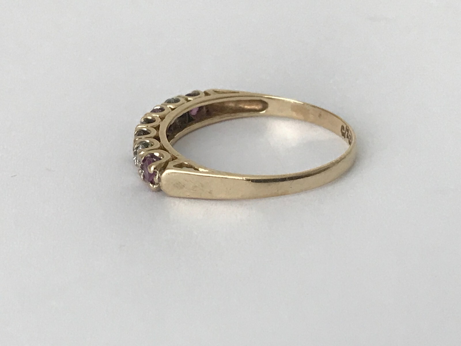 1990 Ruby Ring 9ct Gold Vintage Ruby & Cubic Zirc… - image 9