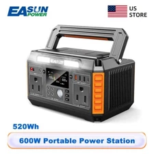 Easun 600W 520Wh Portable Power Station Generator 110V AC Outlets Camping Backup