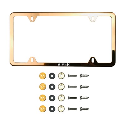 Fit Dodge Vipe Laser Etching Stainless Steel RoseGold Slim License Frame w/Cap