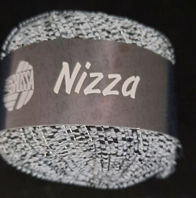 (119  /kg): 50 g LG NIZZA, Bändchengarn mit Glanzfaden Fb.12 grau  #4814