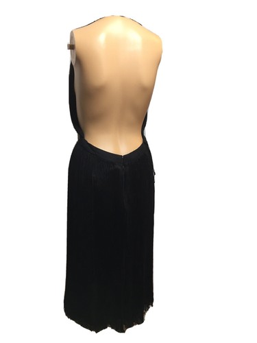 VALENTINO Runway SS01 Pleated Halter Plunging Neck Open Back Midi Dress US8 - Picture 5 of 9