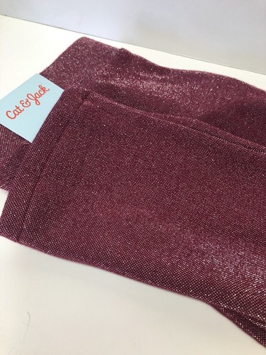 NWT Cat & Jack Girls Shimmer Burgundy Glitter Slim Pants - Picture 9 of 9