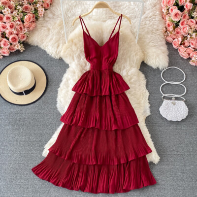 knee length dresses for ladies Amanda Tiered Dress in Cream main image 1