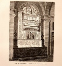 Stampa Antica 1875= ROMA = SANTA MARIA DEL POPOLO sacrestia = Old Antique Print 