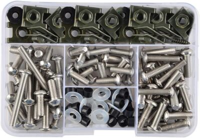 155 Teilig Motorrad Schraubenset Verkleidungsschrauben M5 M6 Aluminium Klemmen