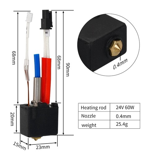 Zestaw Hotend do drukarki 3D Anycubic Kobra 2 / Kobra 2 Neo / Pro / Plus / Max Mosiężna dysza - Zdjęcie 5 z 22