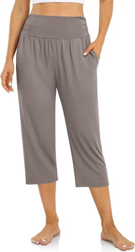 Women'S Capri Pants Summer Loose Yoga Pants Comfy Workout Cropprd Pants with Poc - Picture 11 of 13