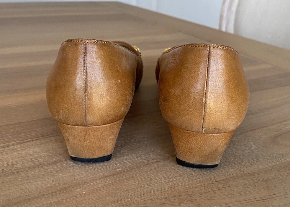 Bottega Veneta Mocassini in pelle taglia 6 5 accenti oro tessuto cammello vintage