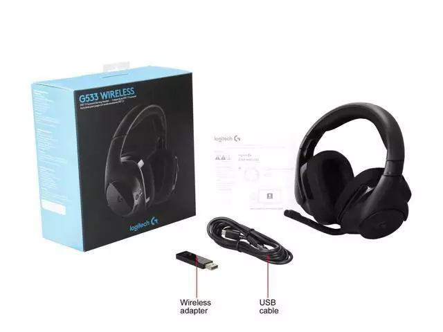 Hej Selv tak direktør Logitech G533 Wireless DTS 7.1 Surround Gaming Headset - (981-000632)  97855127518 | eBay