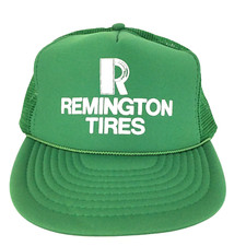 Vtg Remington Tires Hat Spell Out Logo Mesh Foam Snap Back Trucker Baseball Cap