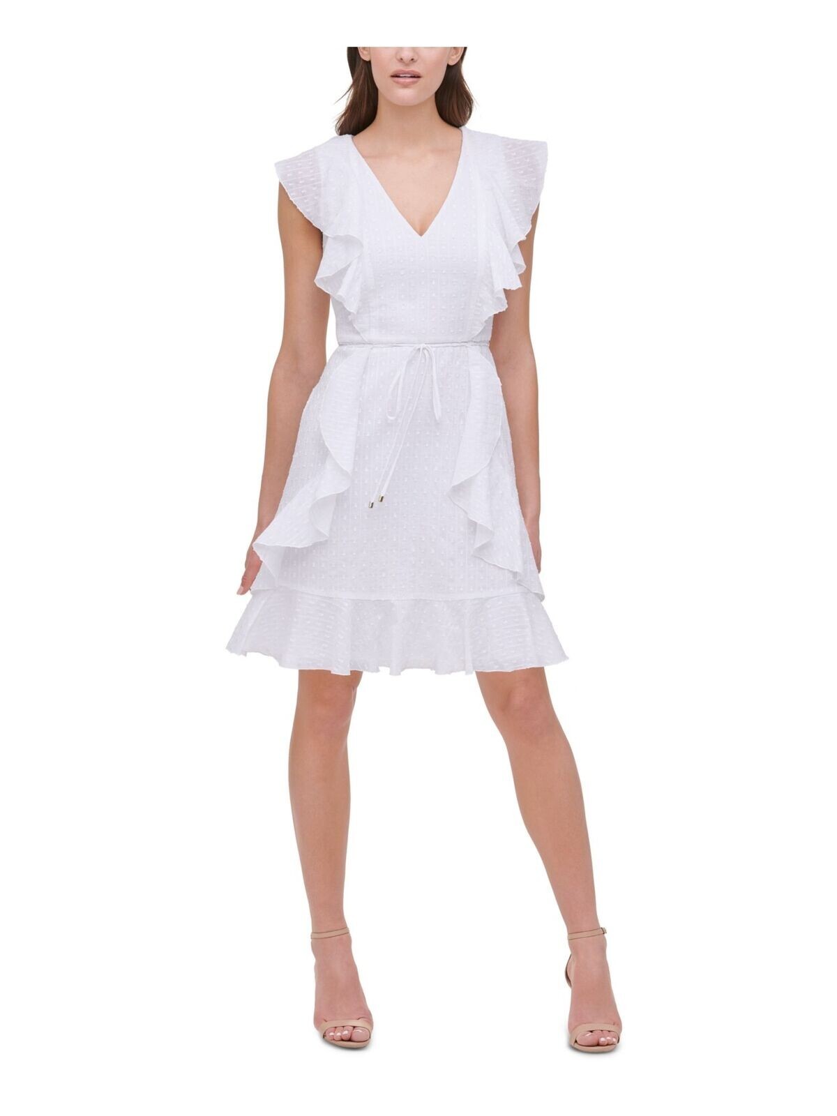 TOMMY HILFIGER Womens White Short Sleeve Fit Flare Dress, White, size 12 |  eBay