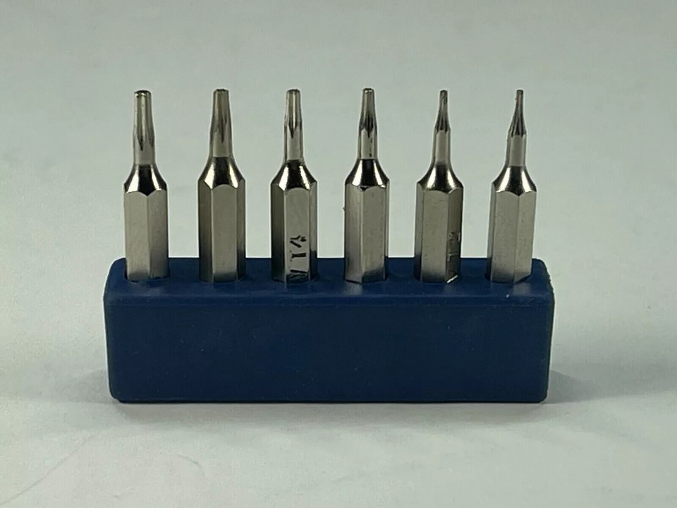Micro Torx Driver Bits Set T1,T2,T3,T4,T5,TR6 (T6H Security) Torque ...