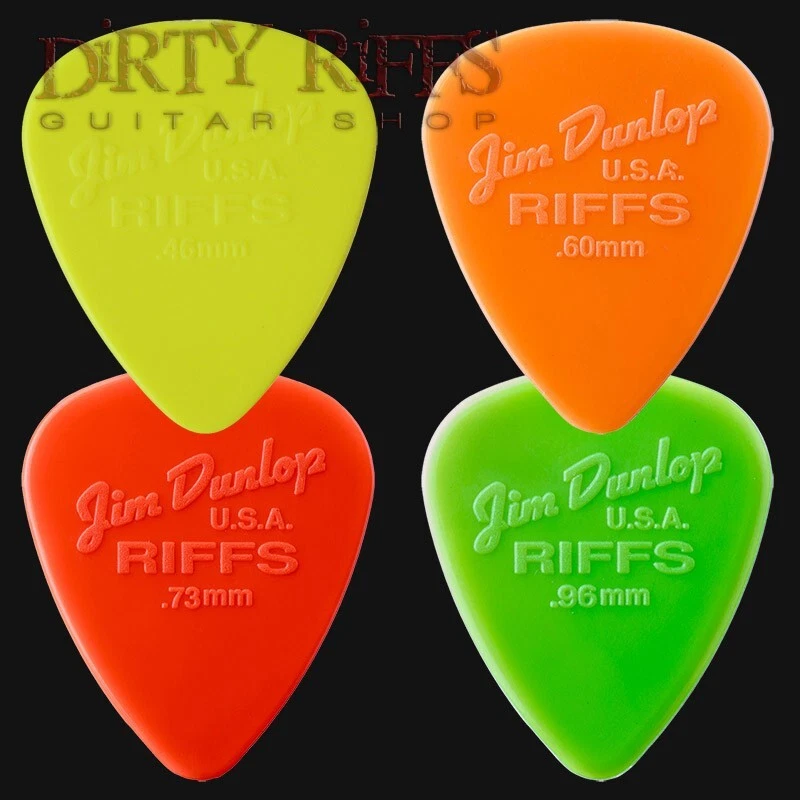 4 x Dunlop Riffs Nylon Guitar Picks Plectrums - 1 Of Each Size