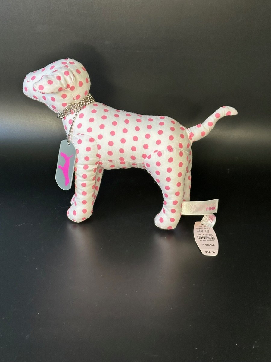 NWT Victoria's Secret Pink 2004 Small White Dog Pink Polka Dots w