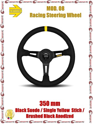 Momo 350 mm MOD. 08 Racing Steering Wheel Black Suede Yellow