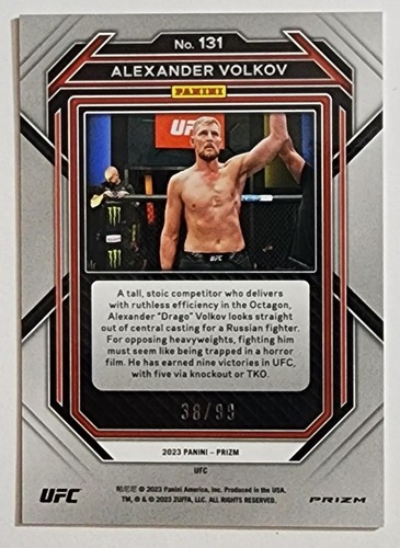 2023 Panini Prizm UFC Orange Alexander Volkov Heavyweight /99 - Afbeelding 2 van 2