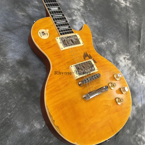 Vintage Heavy Aged Lp Electric Guitar Greeny Standard Relic Figured Top ABR