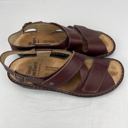 Finn Comfort Women's Sandals Hook & Loop Closure Shoes Size 42D Brown Leather - Picture 3 of 11