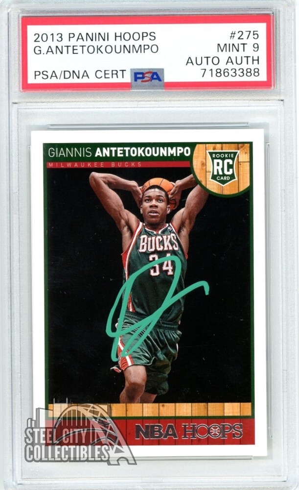 Giannis Antetokounmpo 2013-14 Hoops Auto Rookie Card #275 PSA 9 PSA/DNA (Green)