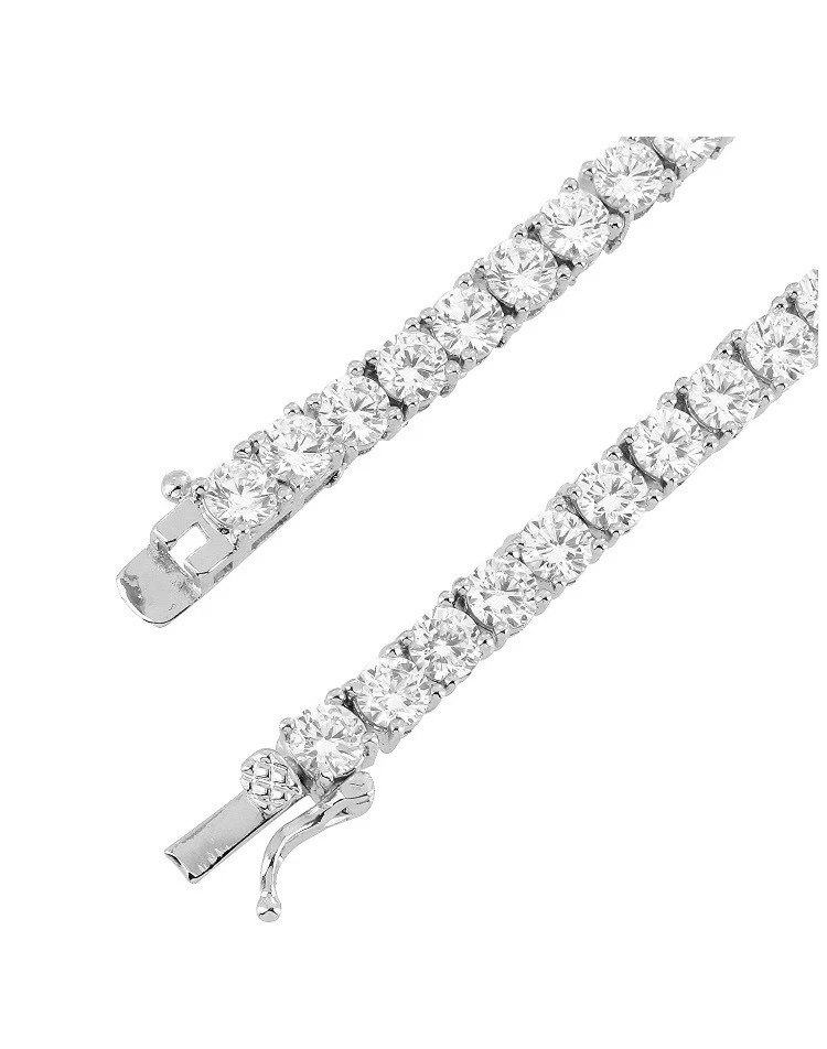 Unisex 1 Row Silver Finish Solitaire Bling Tennis Chain Necklace 16-30 inches - Image 4 of 4