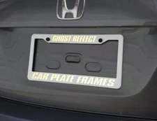 WHITE ON WHITE  REFLECTIVE CUSTOM TEXT PERSONALIZED License Plate Frame